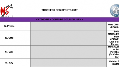 Le palmarès des Trophées des Sports de Grenoble 2017